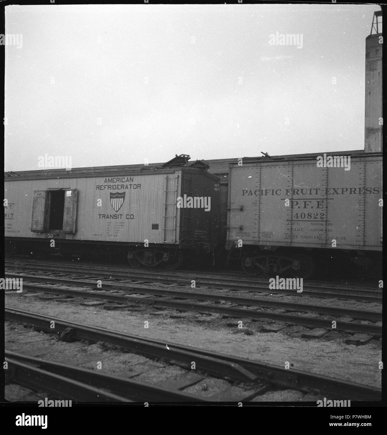 Stati Uniti d'America, Cincinnati/OH: Hafen; Güterwagen am Hafen. Febbraio 1938 85 CH-NB - USA, Cincinnati-OH- Hafen - Annemarie Schwarzenbach - SLA-Schwarzenbach-UN-5-10-073 Foto Stock