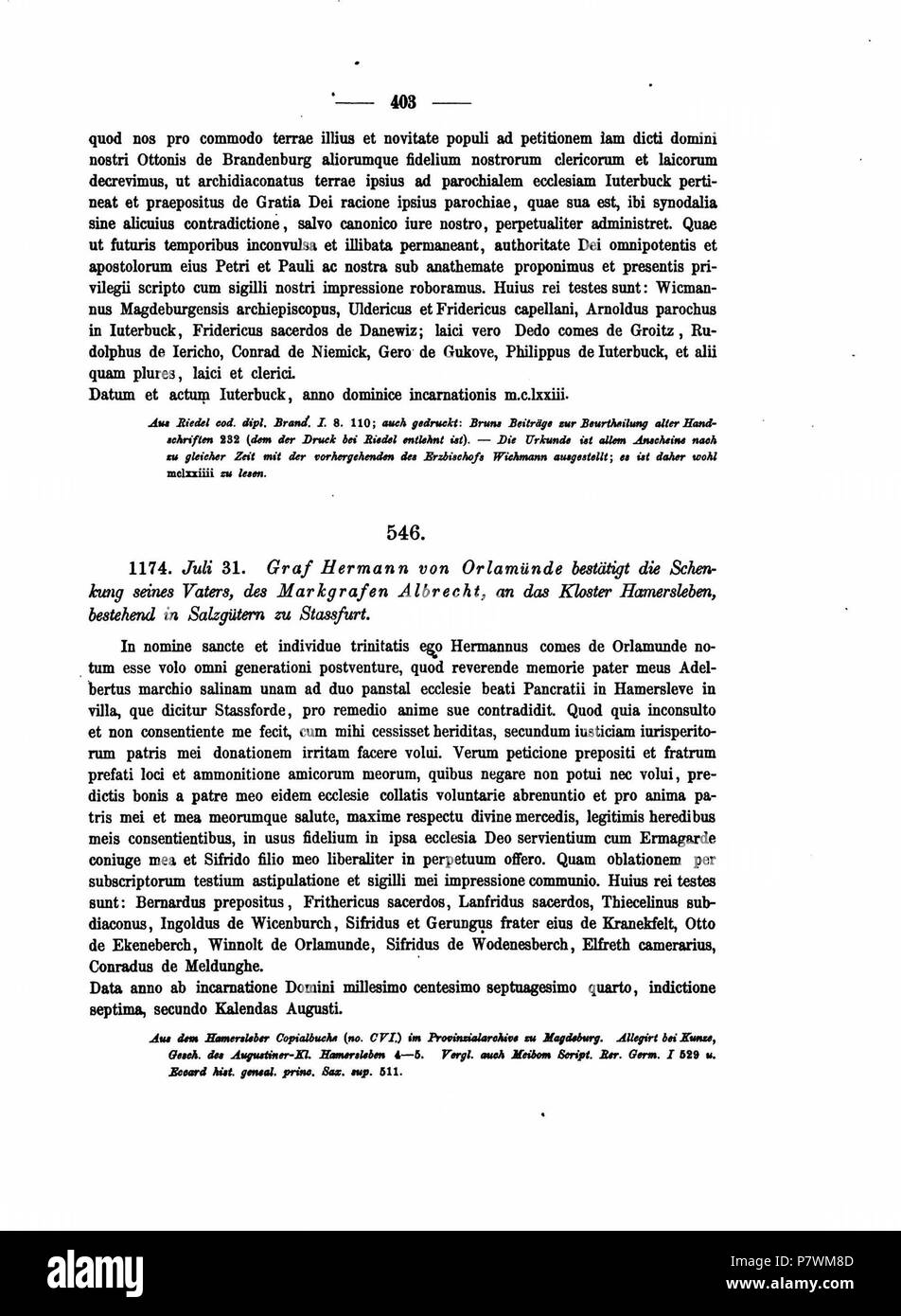 Codex diplomaticus anhaltinus, banda 1-3 . 1873 106 DE CDA 1-3 403 Foto Stock