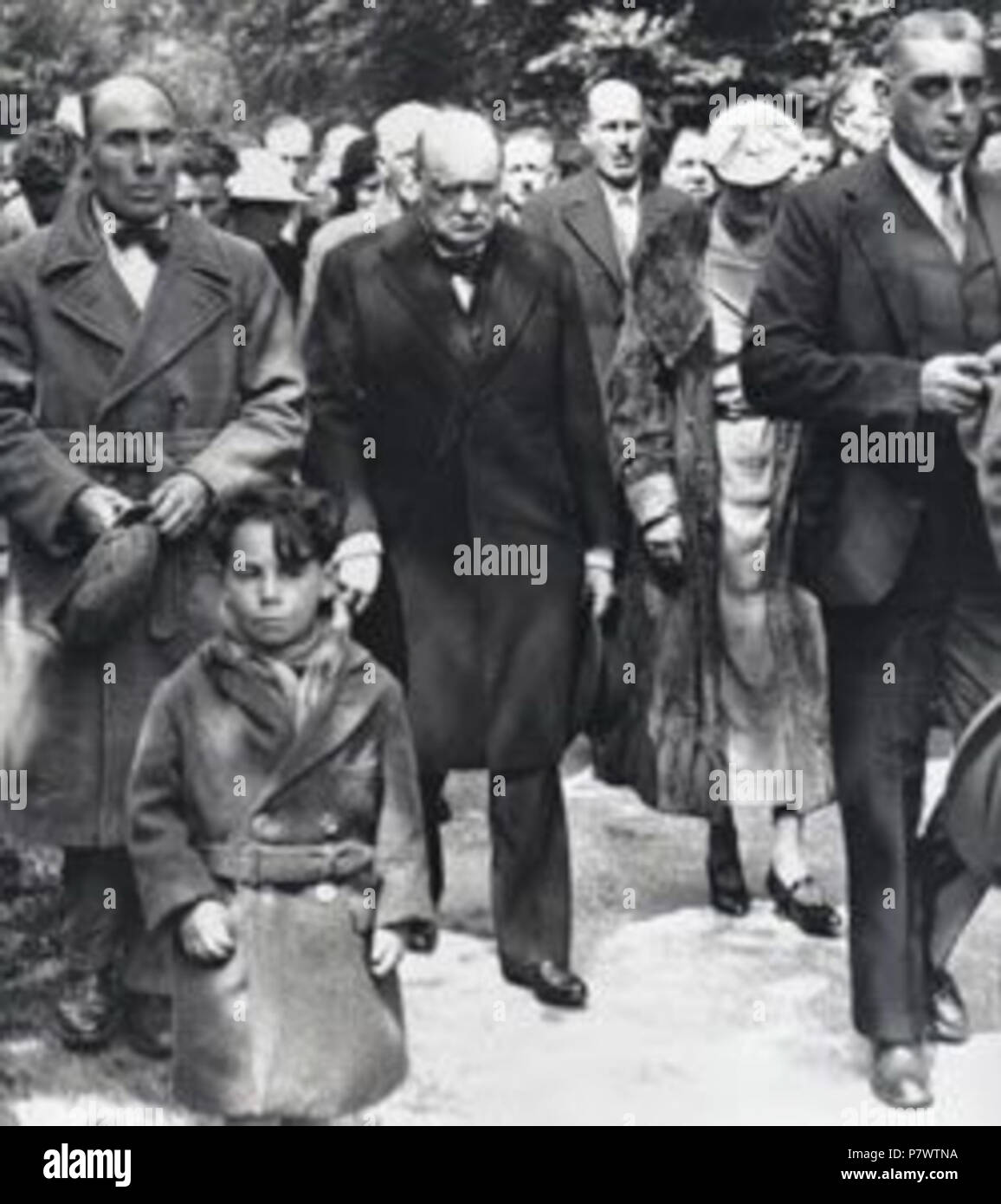 Inglese: Churchill assiste al funerale di T. E. Lawrence . 21 Aprile 1935 91 Churchill T.E. Lawrence funerale Foto Stock