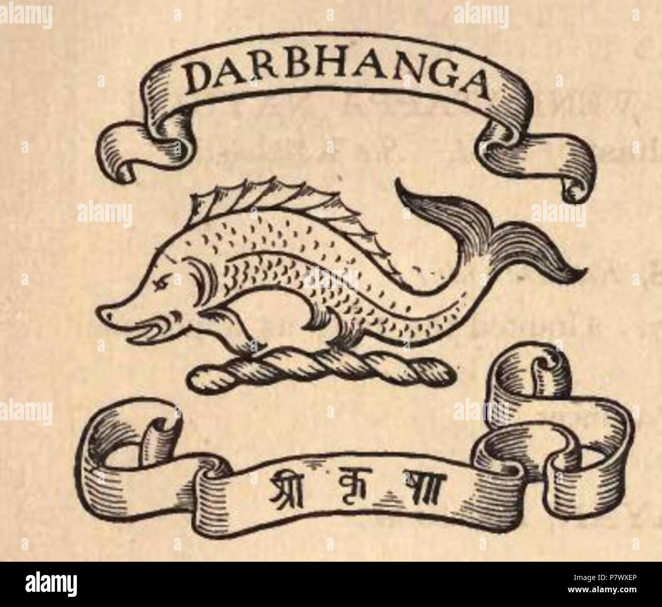 Stemma di Darbhanga Raj (un zamindari in Bihar) . 1893 102 Darbhanga insegne regali Foto Stock