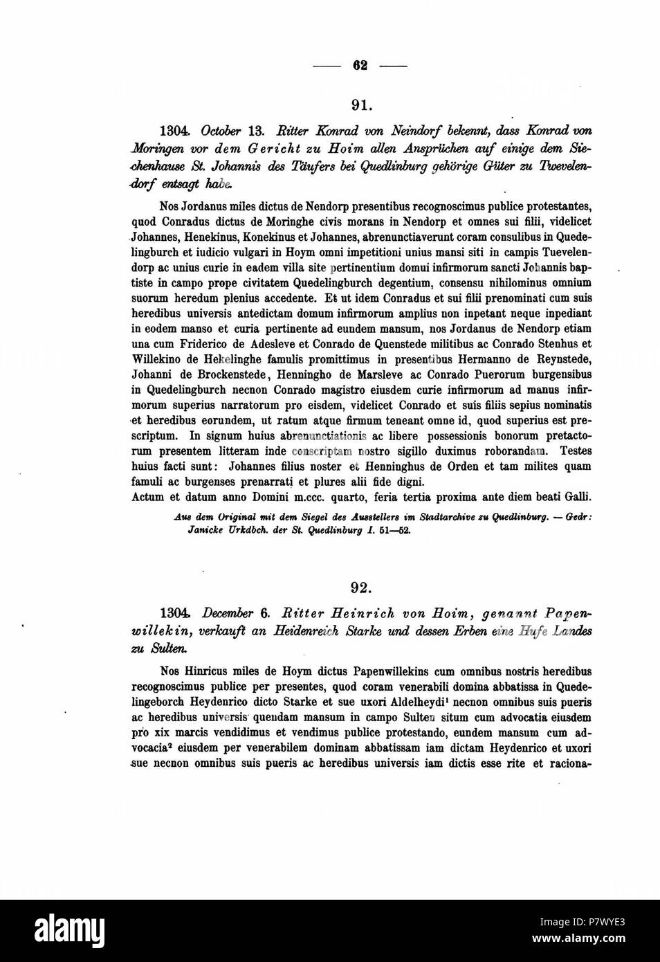 Codex diplomaticus anhaltinus, banda 3 . 1877 110 DE CDA 3 062 Foto Stock