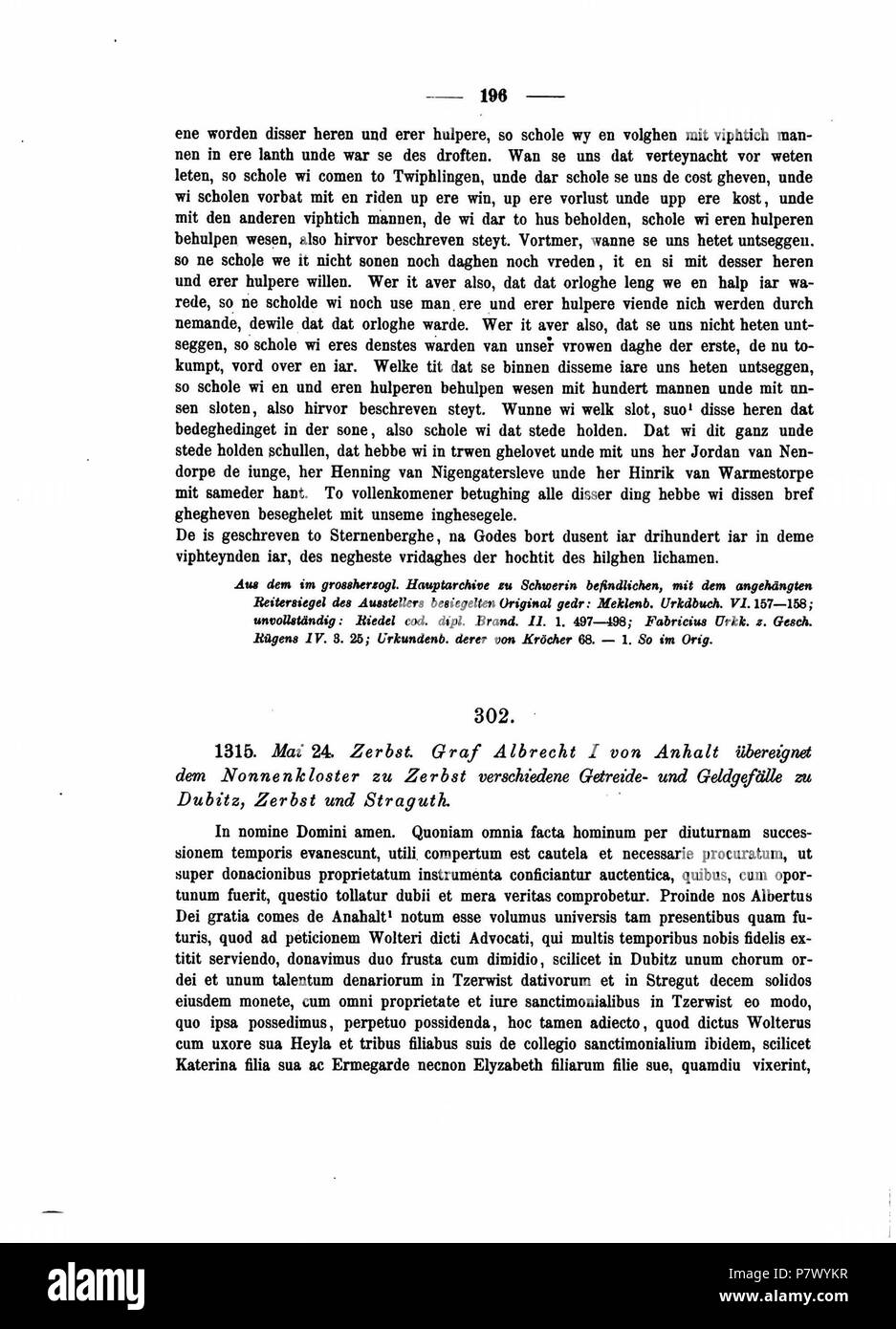 Codex diplomaticus anhaltinus, banda 3 . 1877 111 DE CDA 3 196 Foto Stock
