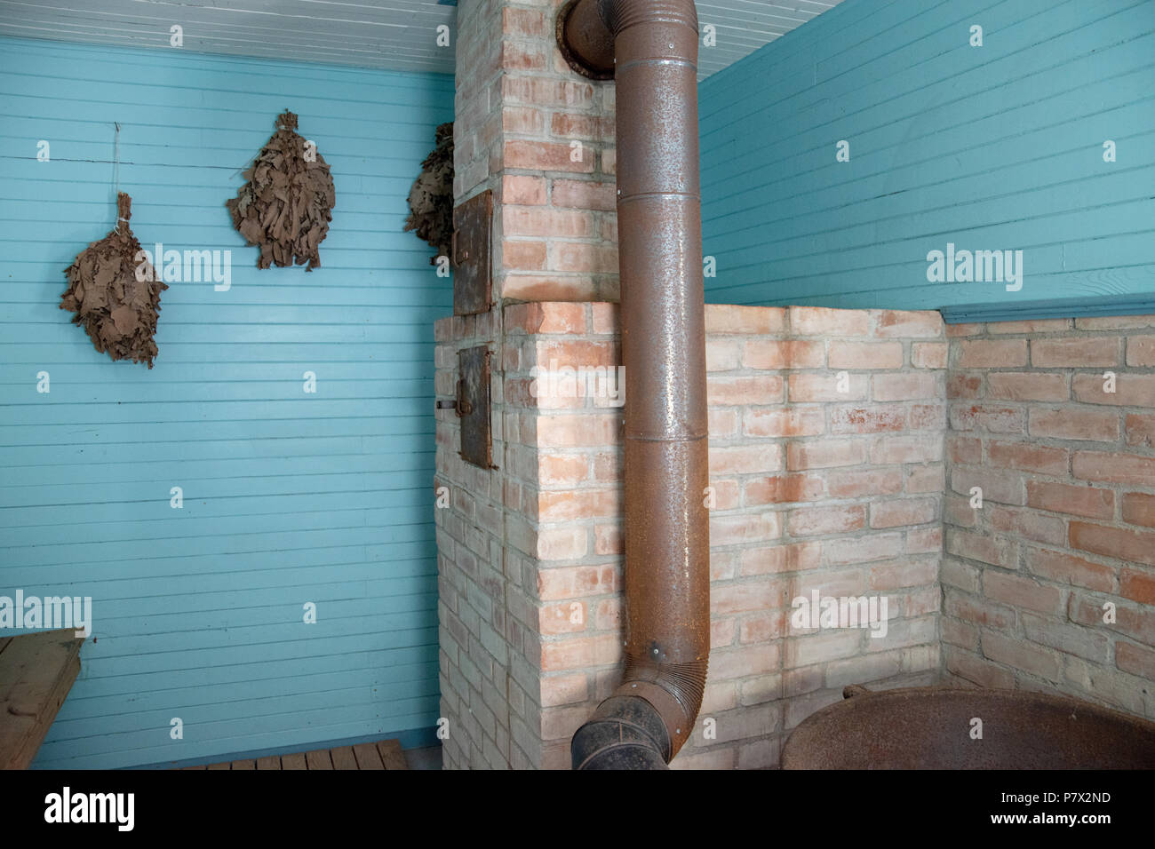 Stabilimento balneare (Banya) presso il National Doukhobor Heritage Village, Veregin, Saskatchewan, Canada. Foto Stock