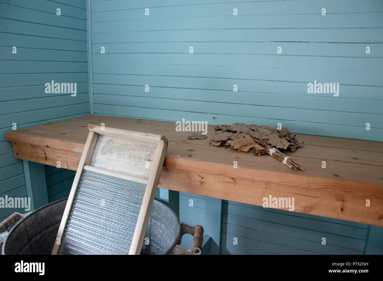 Stabilimento balneare (Banya) presso il National Doukhobor Heritage Village, Veregin, Saskatchewan, Canada. Foto Stock