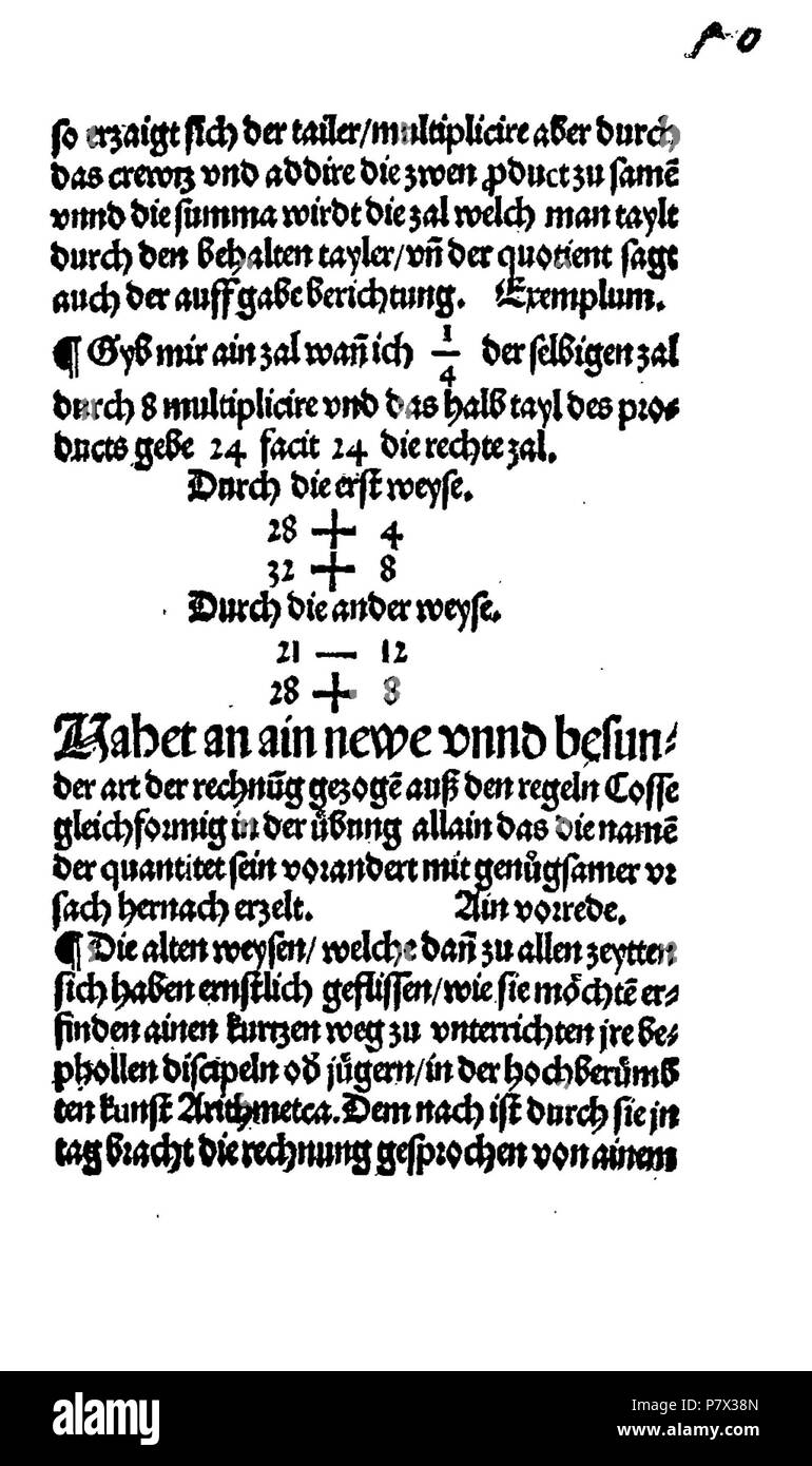 . Ayn nuovo kunstlich buech welches gar gewiss vnd behend lernet nach der regel gemainen detre/ welschen pratiche/ regeln falsi vñ erlichë regeln .... Deutsch: Dies ist ein Scan des historischen Buches inglese: questa è una scansione del documento storico . N/A 128 De Rechenbuch (Schreiber) 097 Foto Stock