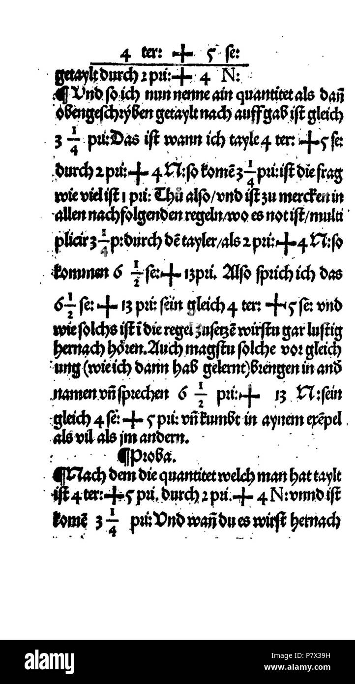. Ayn nuovo kunstlich buech welches gar gewiss vnd behend lernet nach der regel gemainen detre/ welschen pratiche/ regeln falsi vñ erlichë regeln .... Deutsch: Dies ist ein Scan des historischen Buches inglese: questa è una scansione del documento storico . N/A 128 De Rechenbuch (Schreiber) 118 Foto Stock