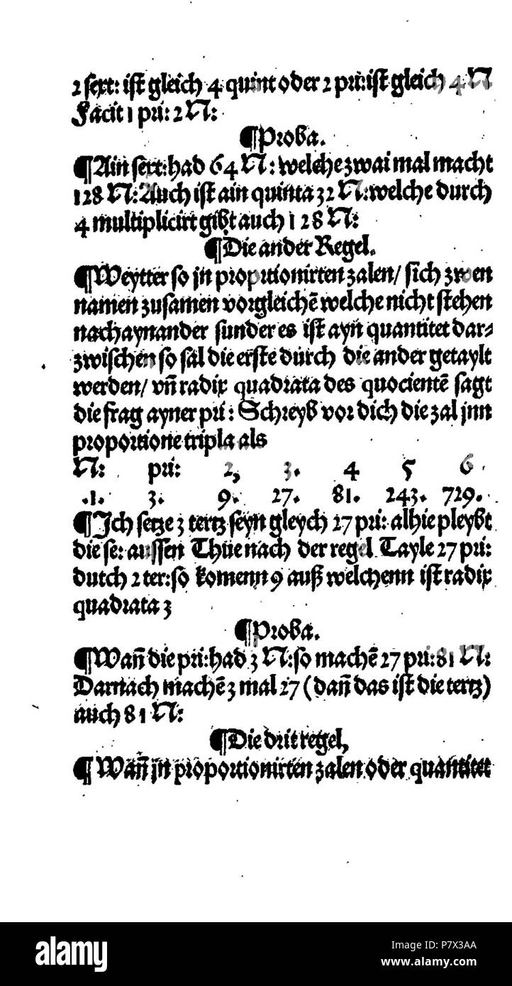 . Ayn nuovo kunstlich buech welches gar gewiss vnd behend lernet nach der regel gemainen detre/ welschen pratiche/ regeln falsi vñ erlichë regeln .... Deutsch: Dies ist ein Scan des historischen Buches inglese: questa è una scansione del documento storico . N/A 128 De Rechenbuch (Schreiber) 132 Foto Stock
