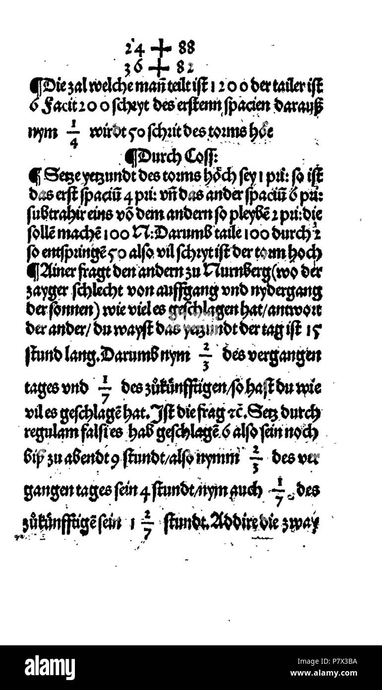 . Ayn nuovo kunstlich buech welches gar gewiss vnd behend lernet nach der regel gemainen detre/ welschen pratiche/ regeln falsi vñ erlichë regeln .... Deutsch: Dies ist ein Scan des historischen Buches inglese: questa è una scansione del documento storico . N/A 128 De Rechenbuch (Schreiber) 159 Foto Stock