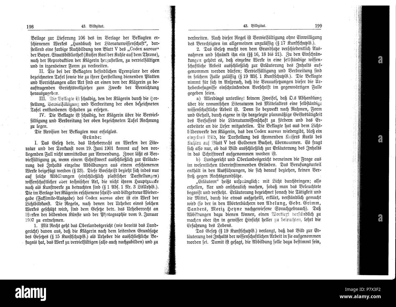 De: Dies ist ein Scan des historischen Buches: Entscheidungen des Reichsgerichts in Zivilsachen Bd. 130, S. 196 ss. - En: questa è una scansione del documento storico: . N/A 129 De RGZ 130 2 Foto Stock