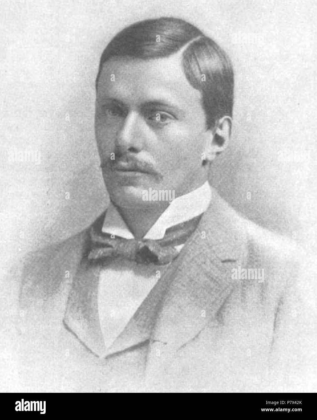 Inglese: ritratto dell'autore inglese E F Benson, pubblicato per accompagnare un breve racconto di Benson nell'Agosto 1902 Rilascio di Leslie Rivista mensile, vol 54, n. 4, p 336 . Agosto 1902 139 E F Benson Foto Stock