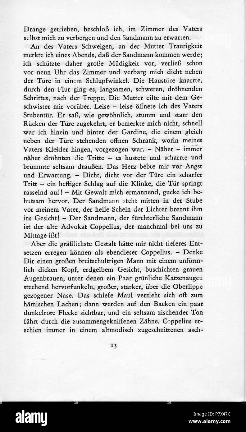. Der Sandmann. de: Dies ist ein Buch-Scan: en: questa è una scansione di un romanzo: . N/A 139 E.T.A. Hoffmann - Der Sandmann 013 Foto Stock