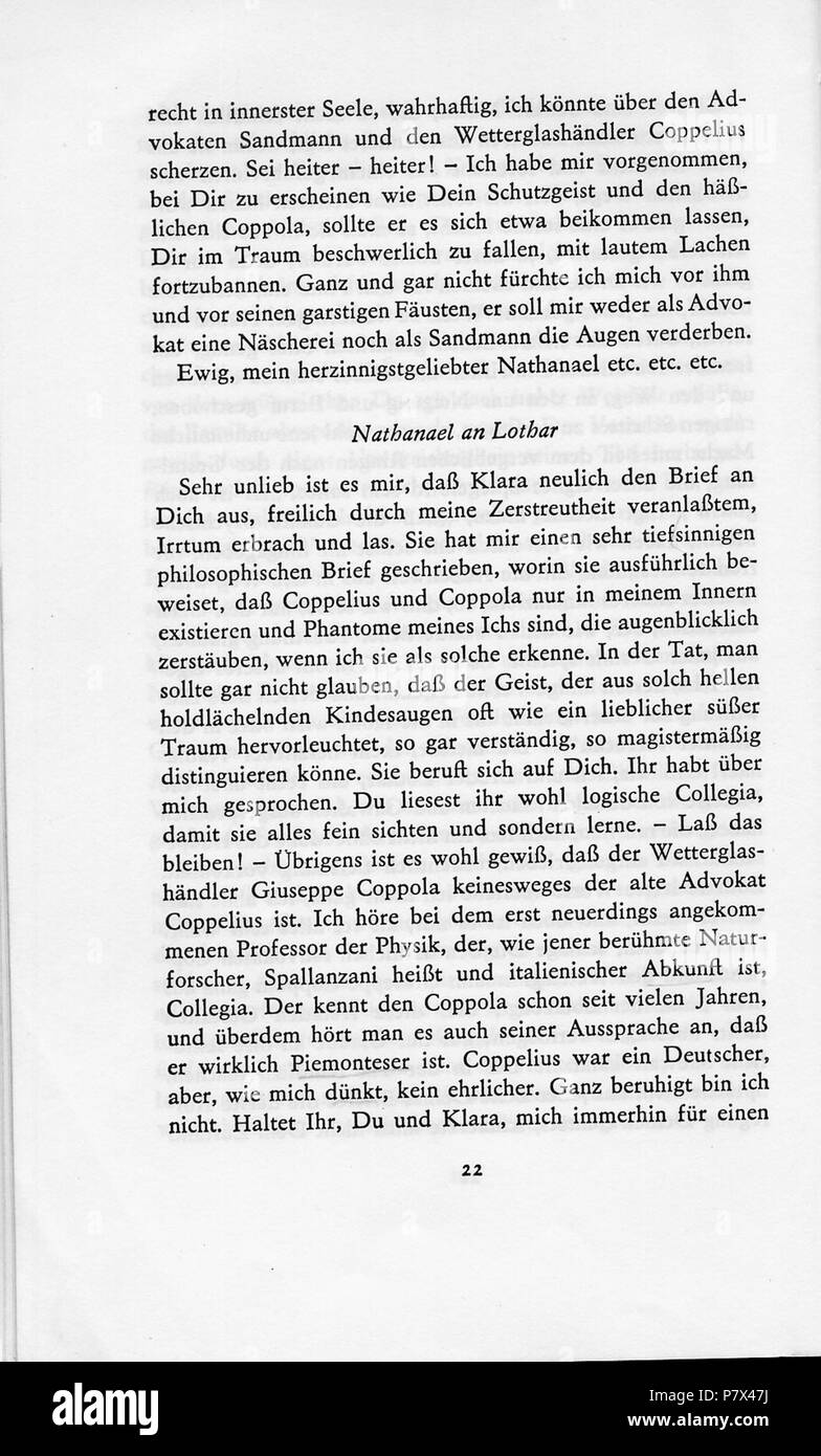 . Der Sandmann. de: Dies ist ein Buch-Scan: en: questa è una scansione di un romanzo: . N/A 139 E.T.A. Hoffmann - Der Sandmann 022 Foto Stock