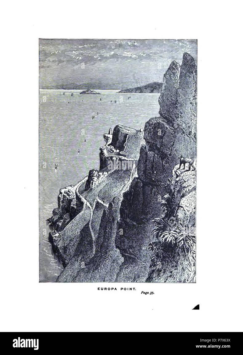 Inglese: Europa Point- incisioni da 'Sieges di Gibilterra" 1879 . 26 novembre 2012, 16:07:42 154 Europa Point da assedio prenota Foto Stock