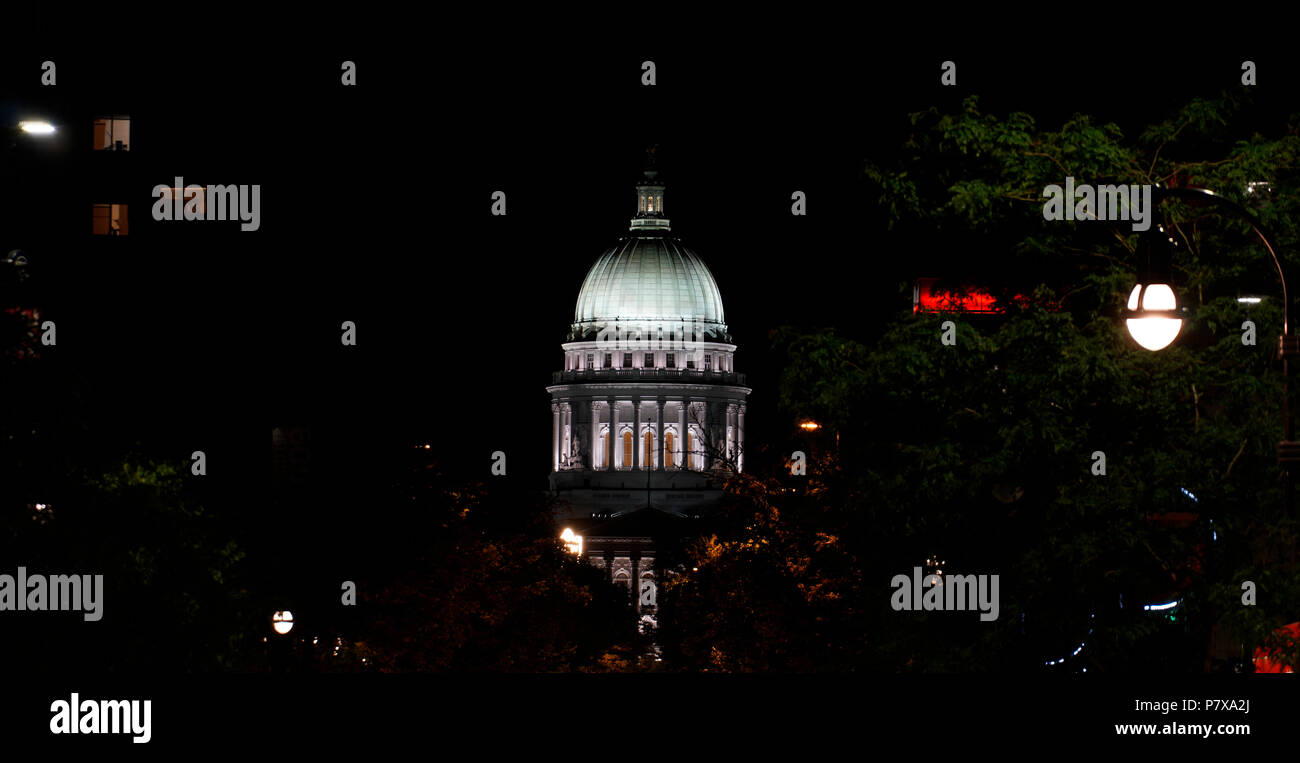 Wisconsin capitale Fotografato di notte. Madison Wisconsin Foto Stock