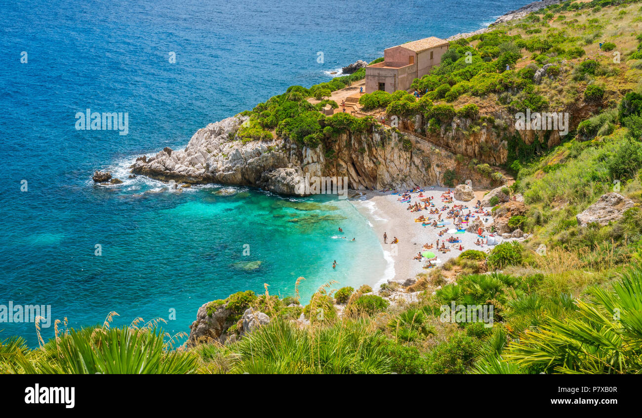 Riserva dello Zingaro, famosa riserva naturale in Sicilia Il sud dell'Italia. Foto Stock