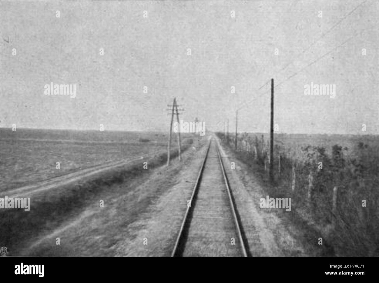 Descrizione originale: "la strada ad est: l'ultima vista d'Europa" . 1906 325 Railroad in Serbia (W Le Queux) Foto Stock