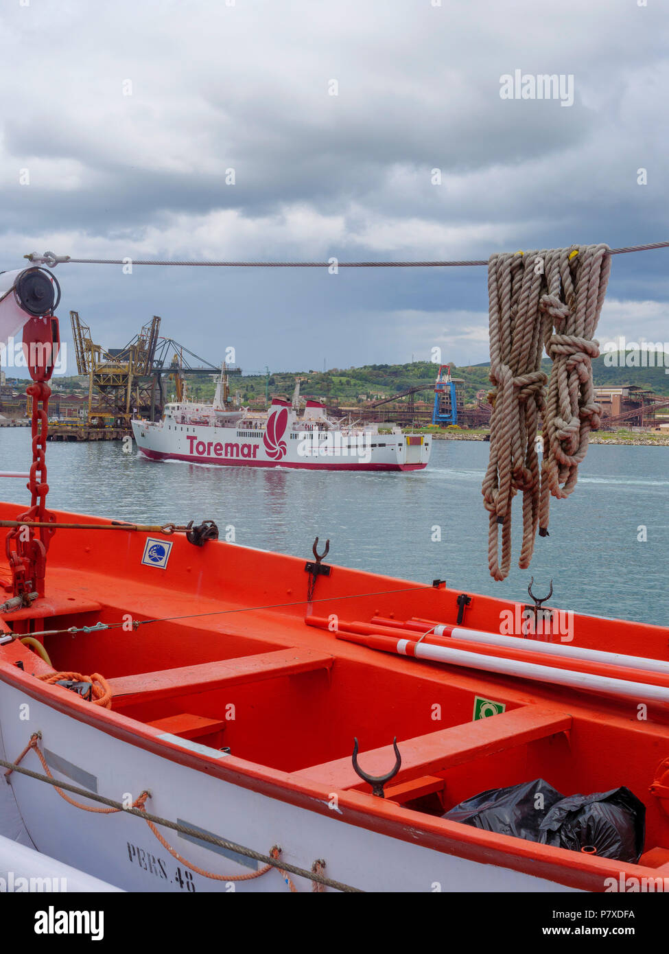 Moby Lines traghetto da Piombino per l'Isola d'Elba, Regione Toscana, Provincia di Livorno, Italia, Europa Foto Stock