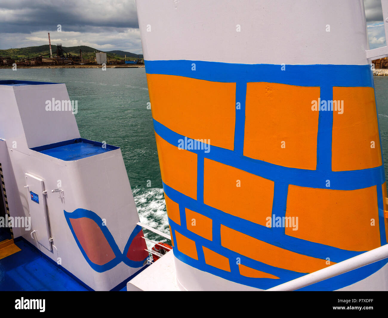 Moby Lines traghetto da Piombino per l'Isola d'Elba, Regione Toscana, Provincia di Livorno, Italia, Europa Foto Stock