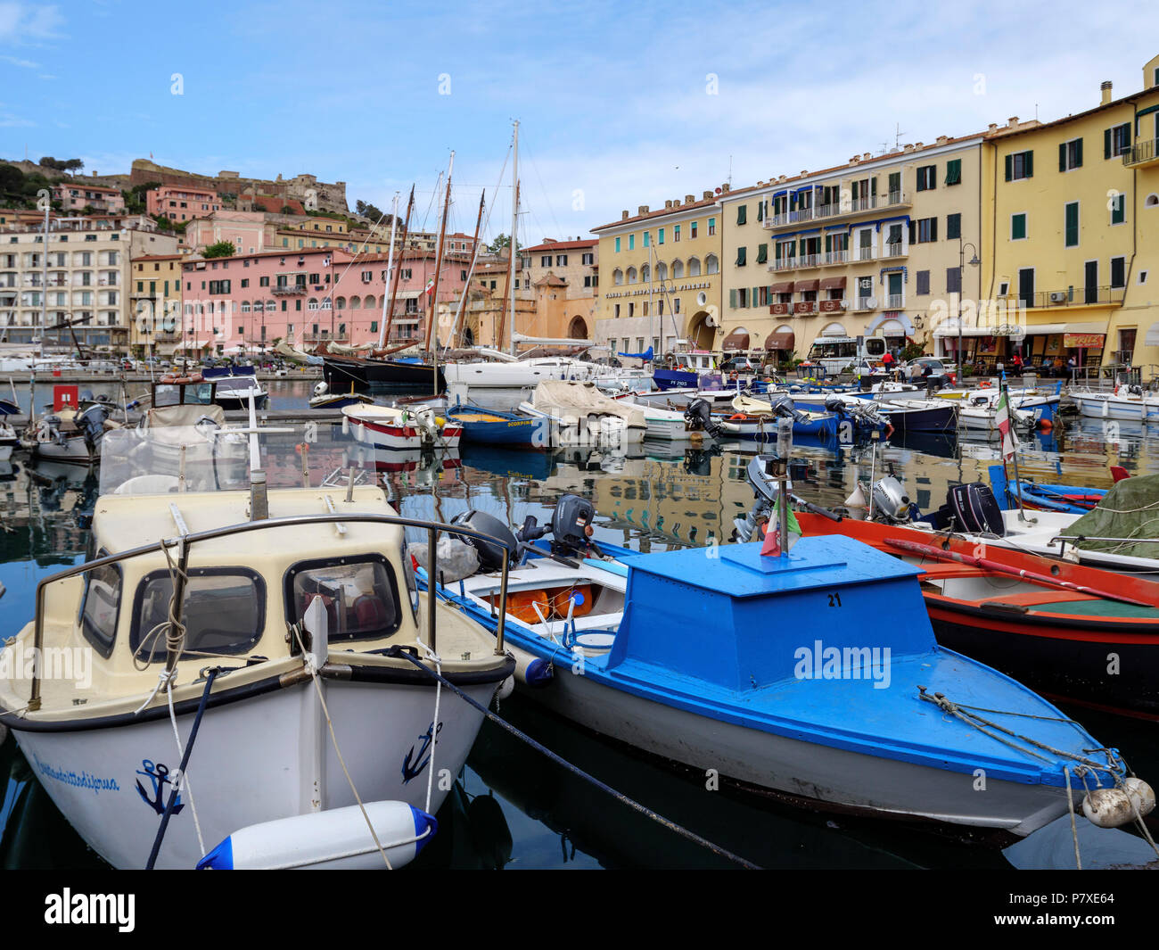 Darsena di Porta, Portoferraio, Isola d'Elba, Regione Toscana, Provincia di Livorno, Italia, Europa Foto Stock