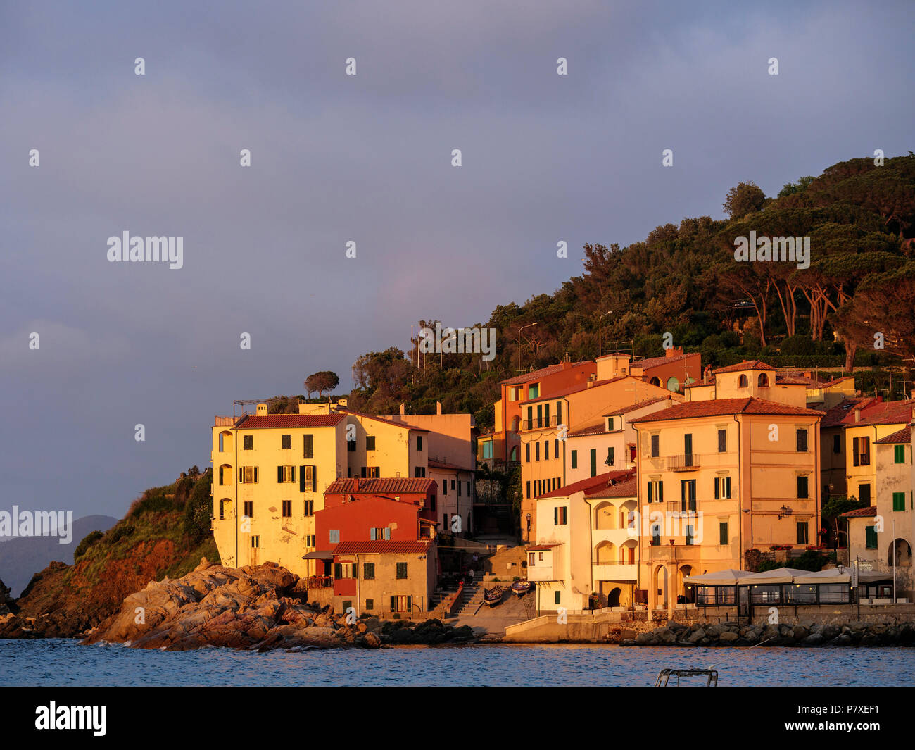 I pescatori trimestri del Cotone, porto, Marciana Marina, Isola d'Elba, Regione Toscana, Provincia di Livorno, Italia, Europa Foto Stock