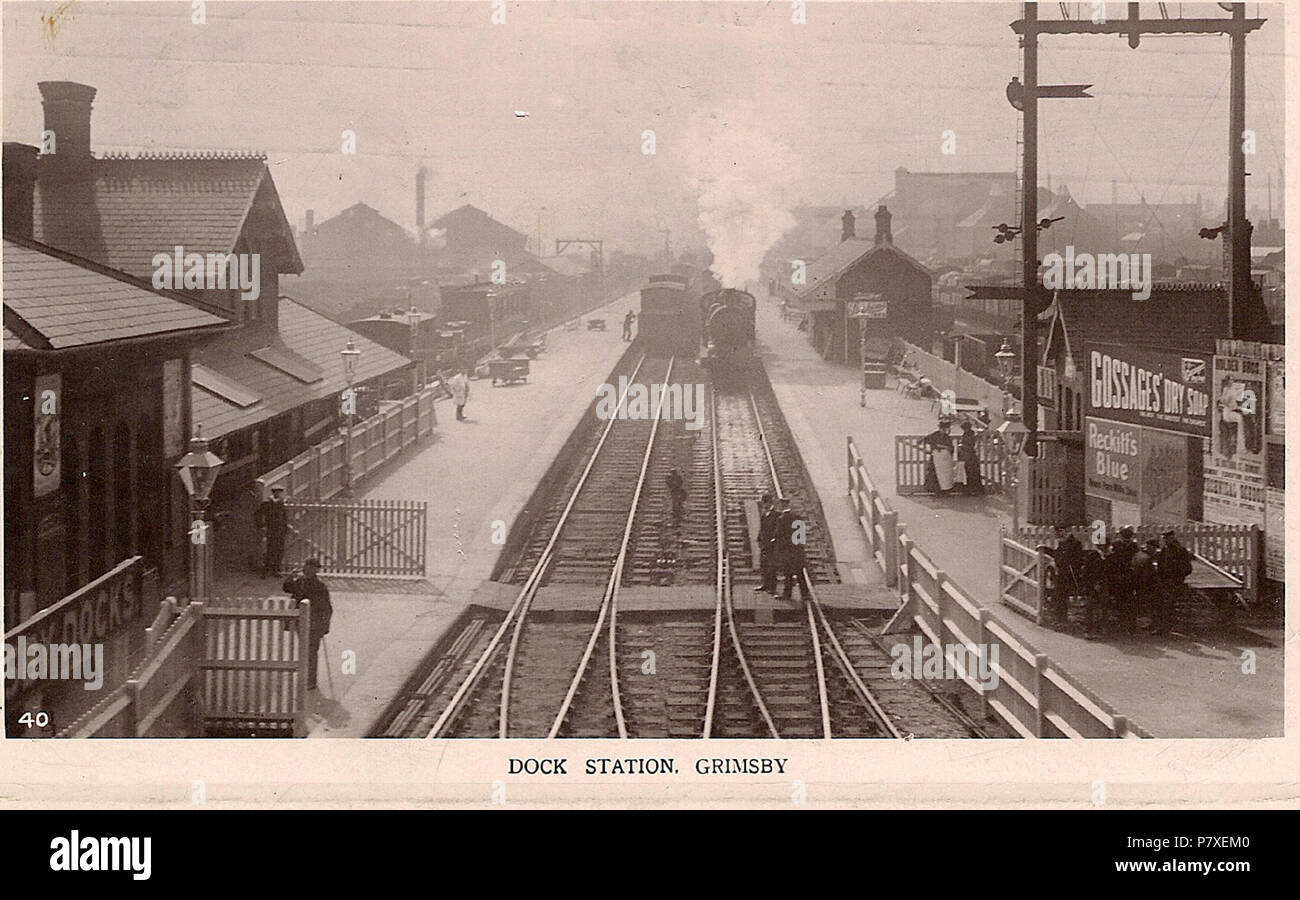 Grimsby Docks stazione ferroviaria . Postally utilizzati 25 Gennaio 1911 175 Grimsby Docks stazione ferroviaria Foto Stock