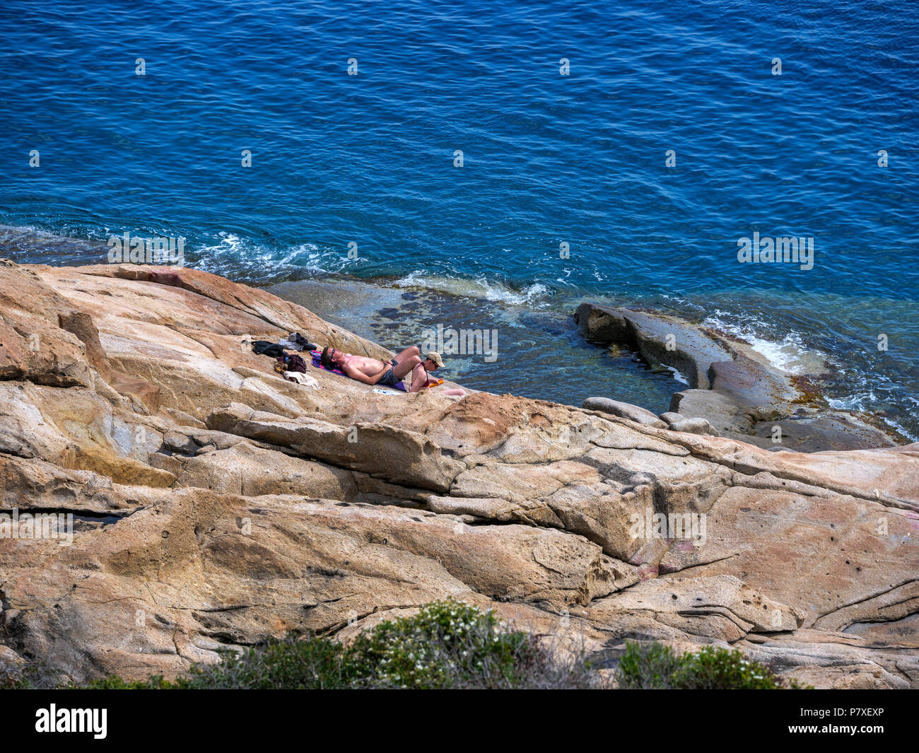 Naturali bacini di acqua Le Piscine nei pressi di Fetovaia, Elba, Regione Toscana, Provincia di Livorno, Italia, Europa Foto Stock