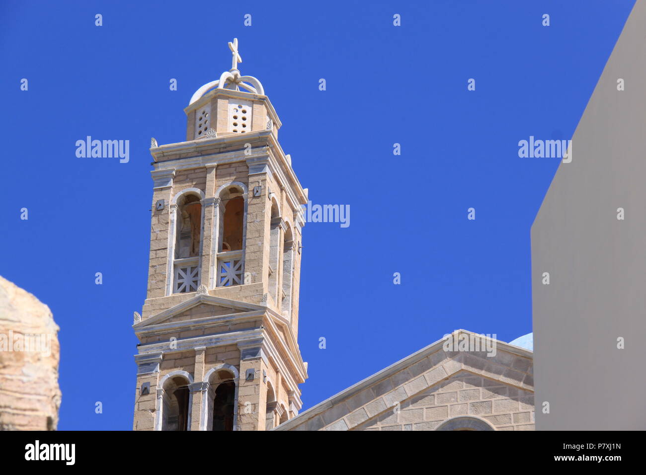 Vista della Chiesa Anastasi in Ano Syros, Syros Island, a sud del Mar Egeo, Grecia, Peter Grant Foto Stock