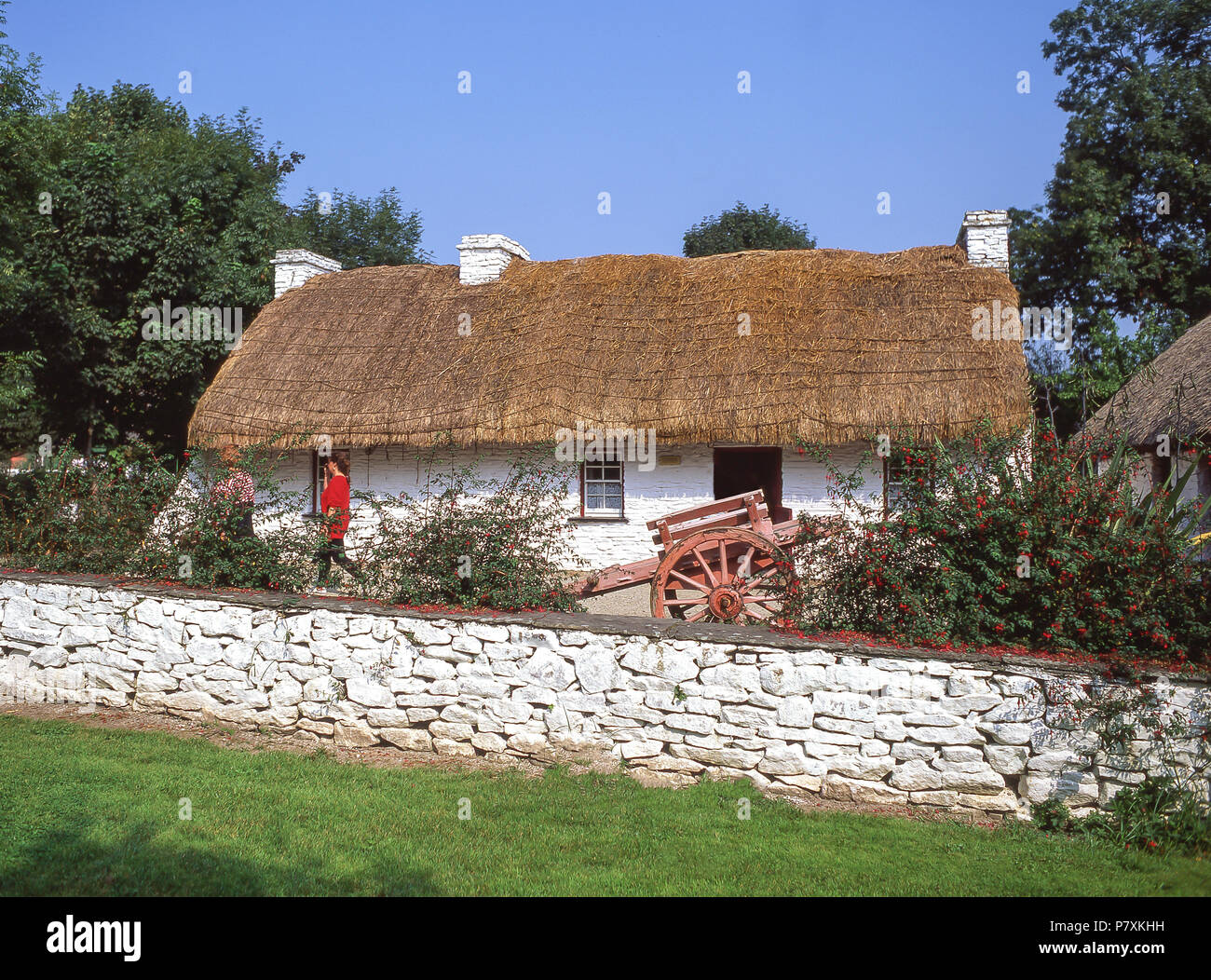 Il croft tradizionale cottage, Bunratty folk park di Bunratty, County Clare, Provincia di Munster, Repubblica di Irlanda Foto Stock