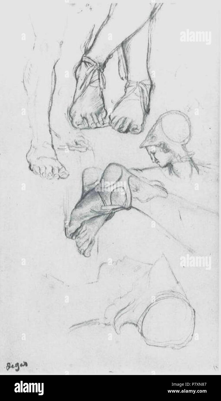 130 Degas-Kopf-, Bein- und Fußstudien Foto Stock