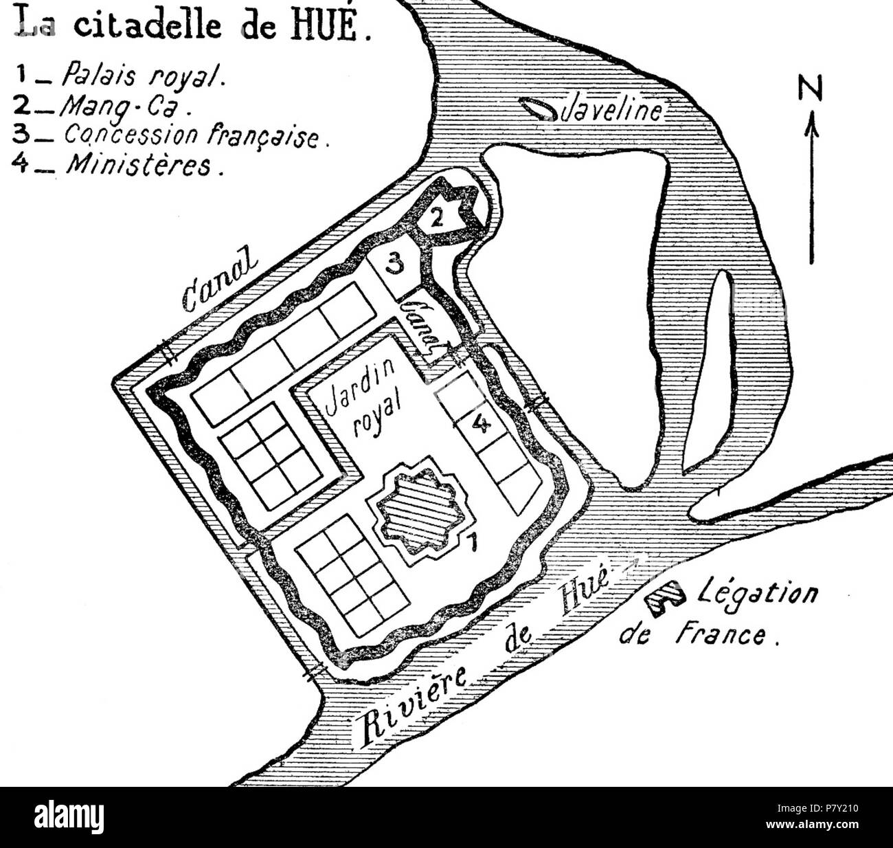 Inglese: Mappa di cittadella di Hué, c. 1885 : 1885 . 1934 200 la cittadella di Hue Foto Stock