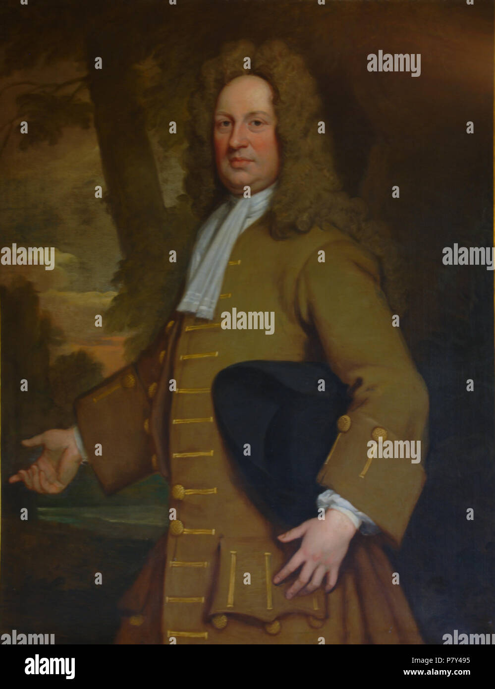 Inglese: Christopher Clitherow 1666-1727 banchiere e proprietario di Boston Manor House e del Boston Manor estate. La pittura di Godfrey Kneller che è attualmente di proprietà del London borough di Hounslow. Data sconosciuta 91 Christopher clitherow 3100 Foto Stock