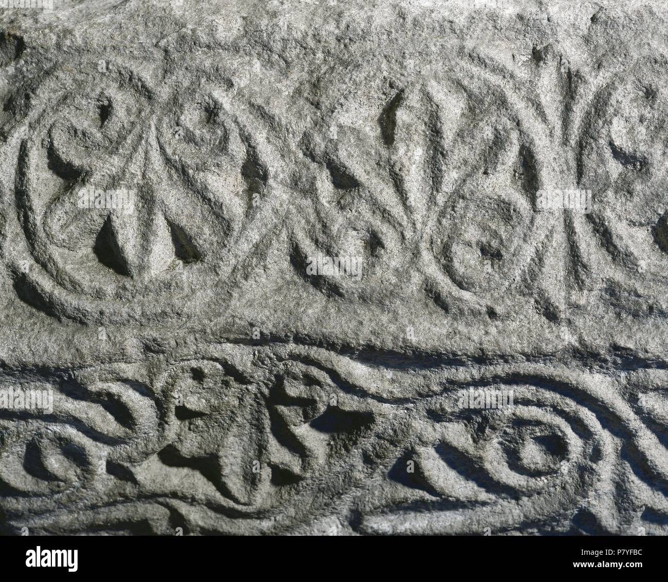 Inizio arte cristiana. Corbel. Frammento. Barcellona è la prima pre-cattedrale romanica. Iv secolo. Museo Diocesano di Barcellona. La Catalogna, Spagna. Foto Stock