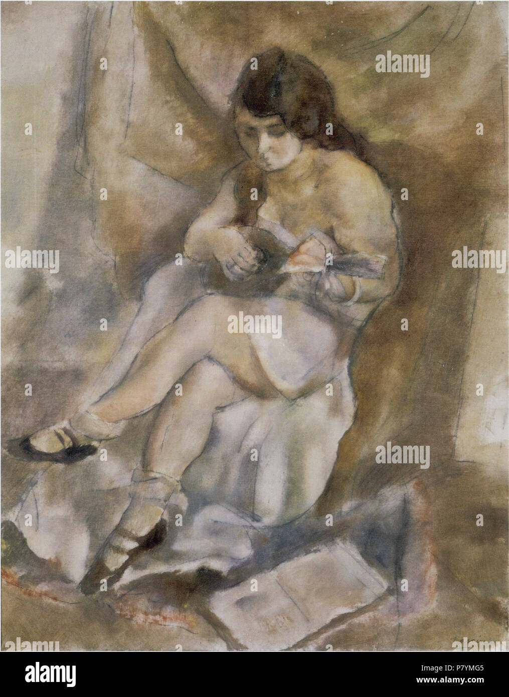 224 JulesPascin-1926-una donna con un mandolino Foto Stock