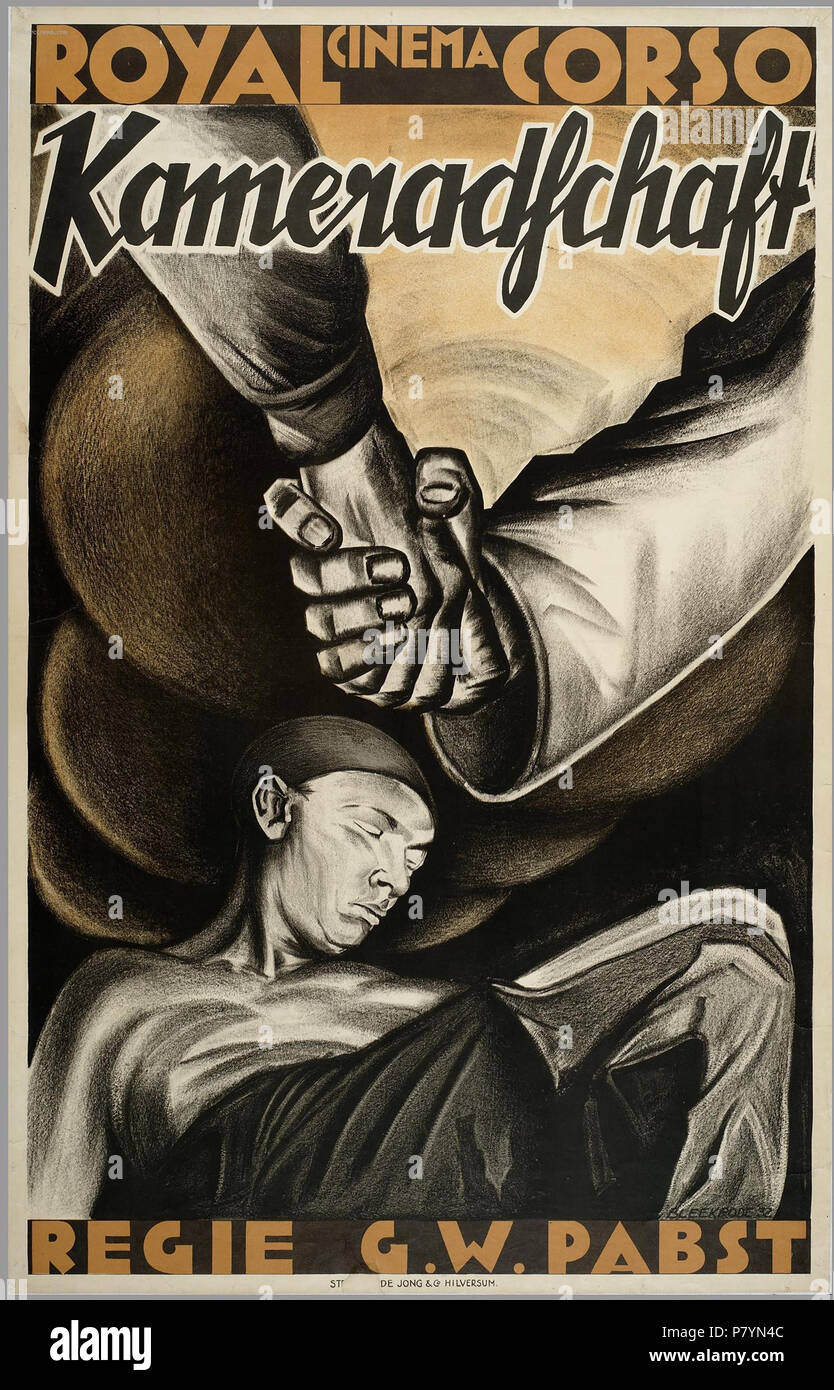 Français : néerlandaise Affiche du film Kamaradschaft (La tragédie de la miniera) de Pabst, signée Meijer Bleekrode (1896-1943). 1932 226 Kamaradfchaft Pabst Meijer Bleekrode 1932 Foto Stock