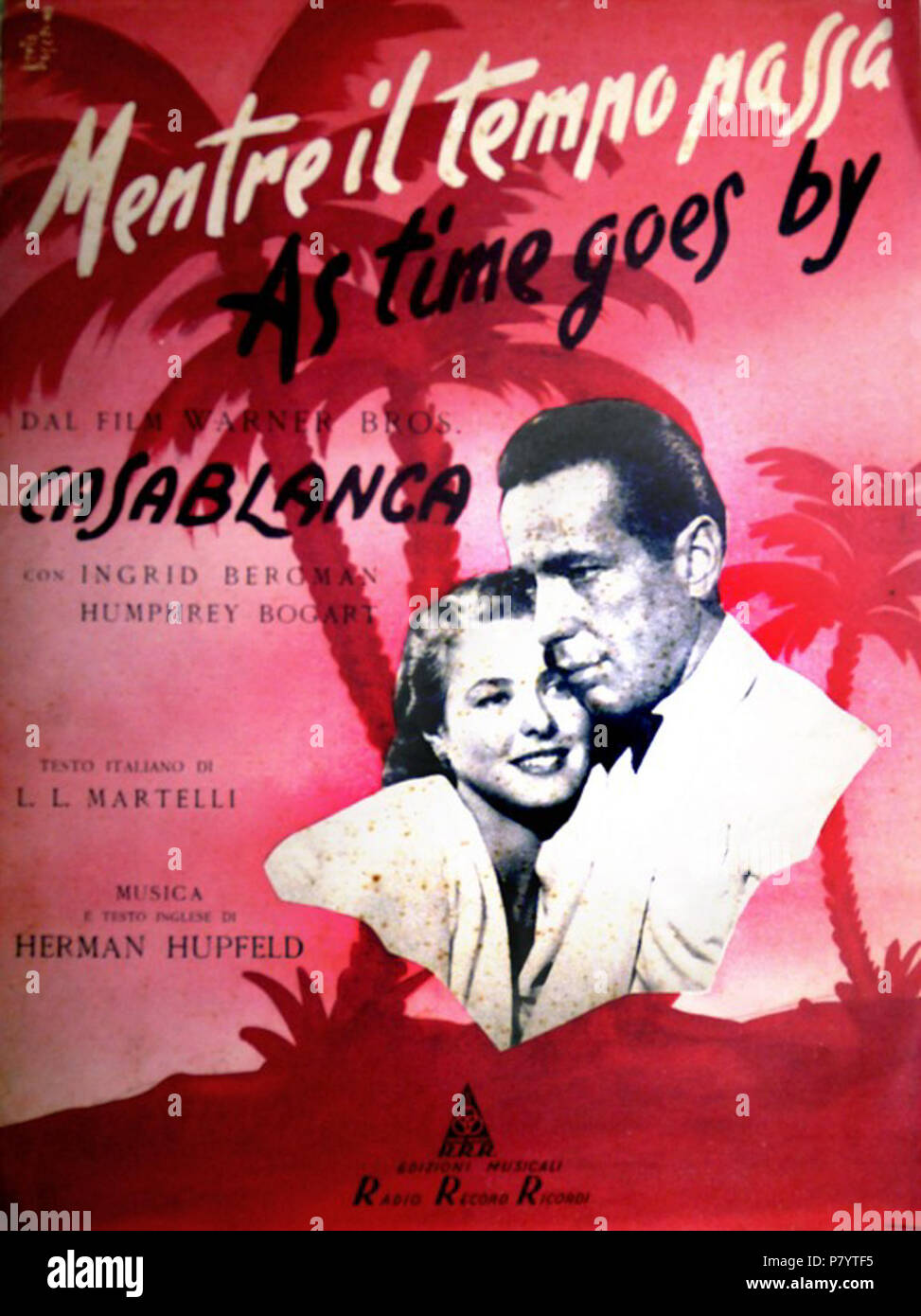 . Italiano: Edizioni Musicali Radio Record Ricordi, copertina dello spartito musicale, 1949 (come Ragusa, SAS Modica, Biblioteca Moncada) . Italiano: Copertina dello spartito musicale di mentre il tempo passa, colonna sonora del film Casablanca, Milano, R.R.R., 1949 (come Ragusa, SAS Modica, Biblioteca Moncada) . 1949 141 Edizioni Musicali Radio Record Ricordi, copertina dello spartito musicale, 1949 - san dl SAN IMG-00001816 Foto Stock