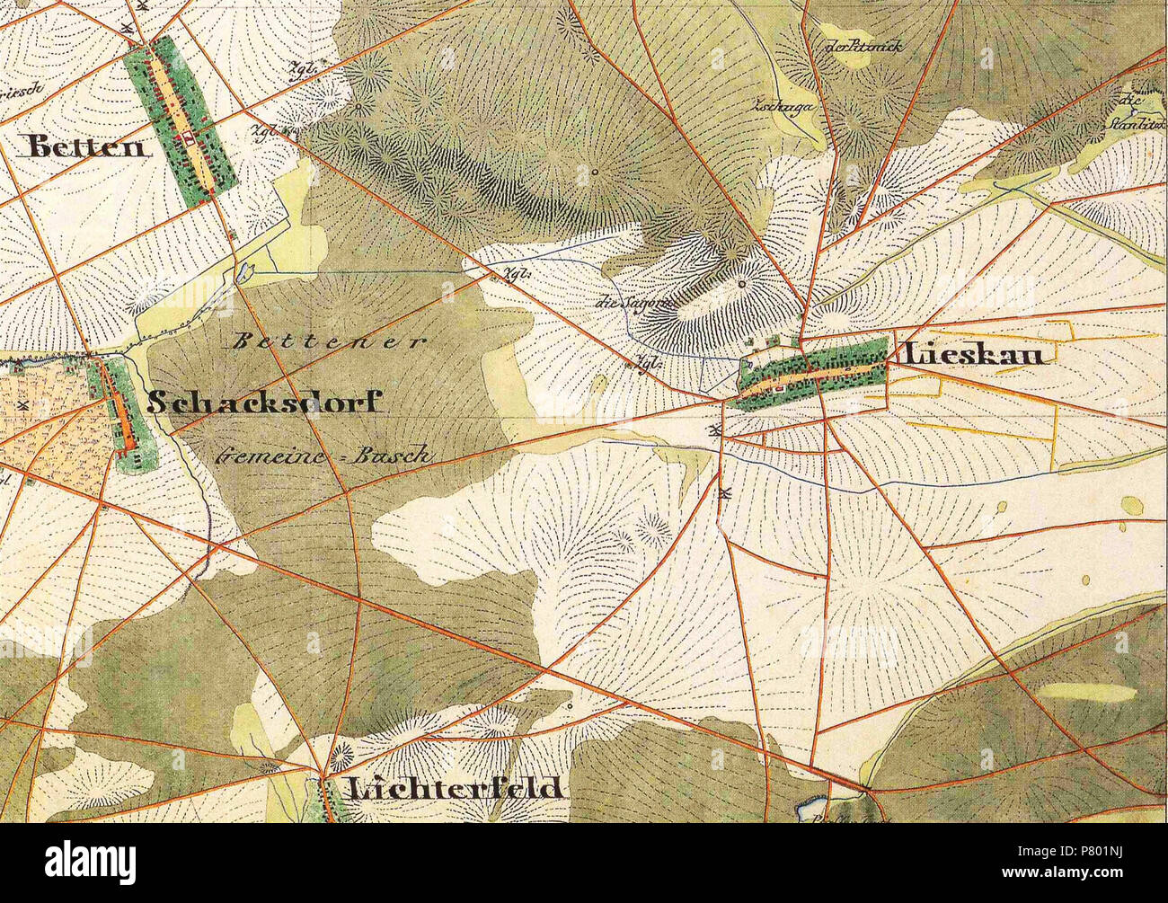 4348] Lichterfeld Finsterwalde Schacksdorf Lieskau Betten. Foto Stock