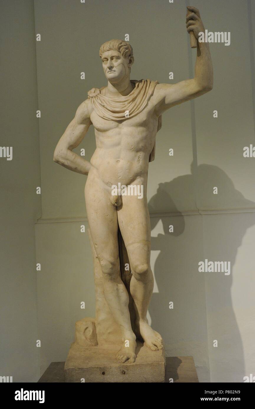 Unifentified ritratto con un corpo idealizzato di Meleagro-tipo. Fine del I secolo d.c. Museo Archeologico Nazionale di Napoli. L'Italia. Foto Stock