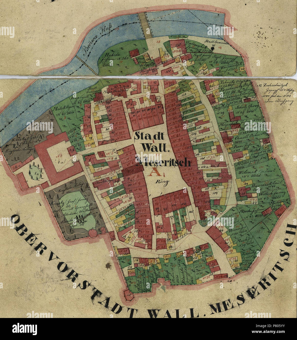 Deutsch: Indikationsskizze: a parete. Meseritsch . 1834 280 MZA, D9, MOR150518340, a parete. Meseritsch - Zentrum Foto Stock