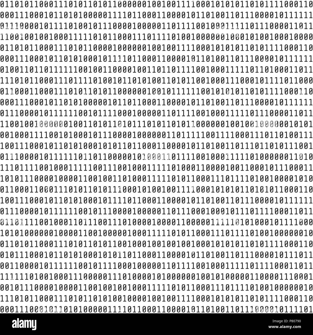 Codice binario. La rappresentazione visiva di dati binari. grande concetto di dati. Illustrazione di vettore isolato su sfondo bianco Illustrazione Vettoriale