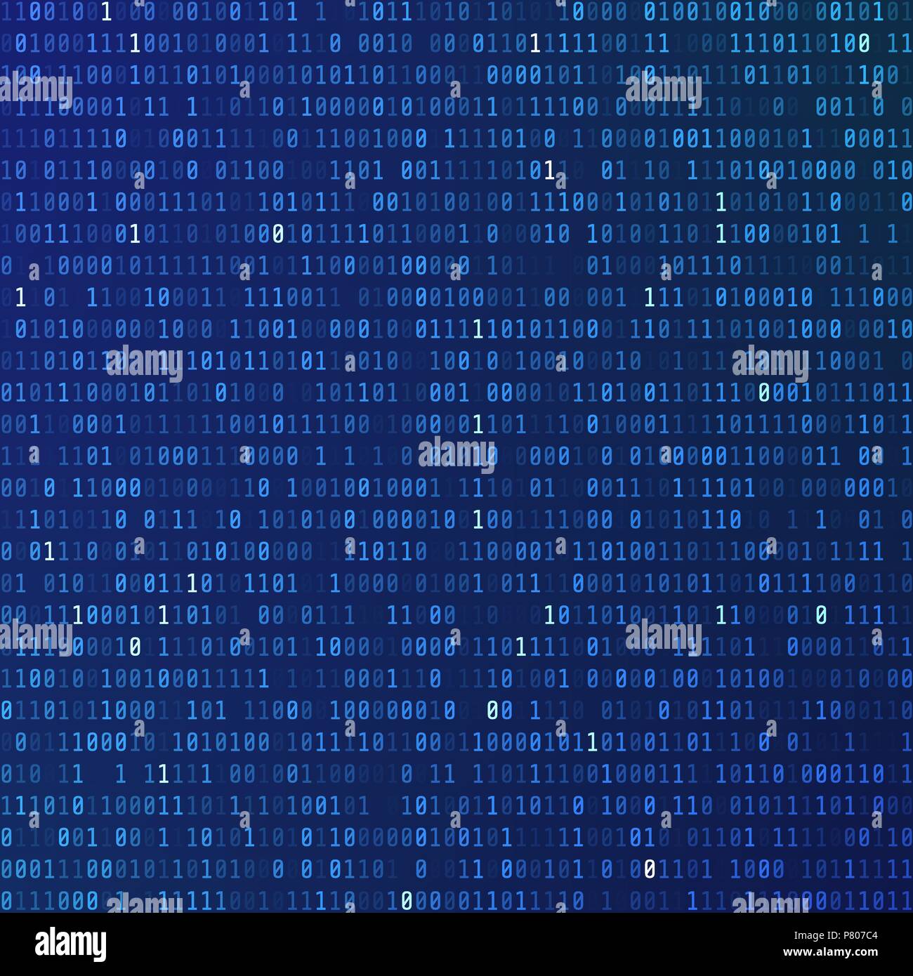 Codice binario. La memorizzazione delle informazioni codificate. Sfondo tecnologico. Flusso di zeri e uni. matrice di numeri su sfondo blu. Illustrati del vettore Illustrazione Vettoriale