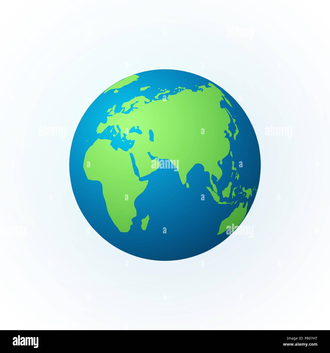 Messa a terra in forma di un globo. Pianeta Terra icona. Colorata mappa del mondo. Illustrazione di vettore isolato su sfondo bianco Illustrazione Vettoriale