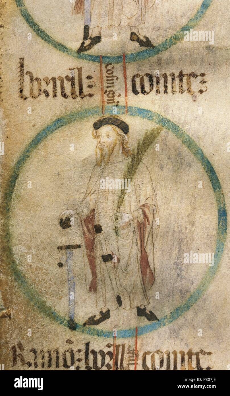 Borell II (927-992). Conte di Barcellona. La genealogia della Corona d'Aragona. Parchament. Xiv-XV secolo. La Catalogna. Spagna. Foto Stock