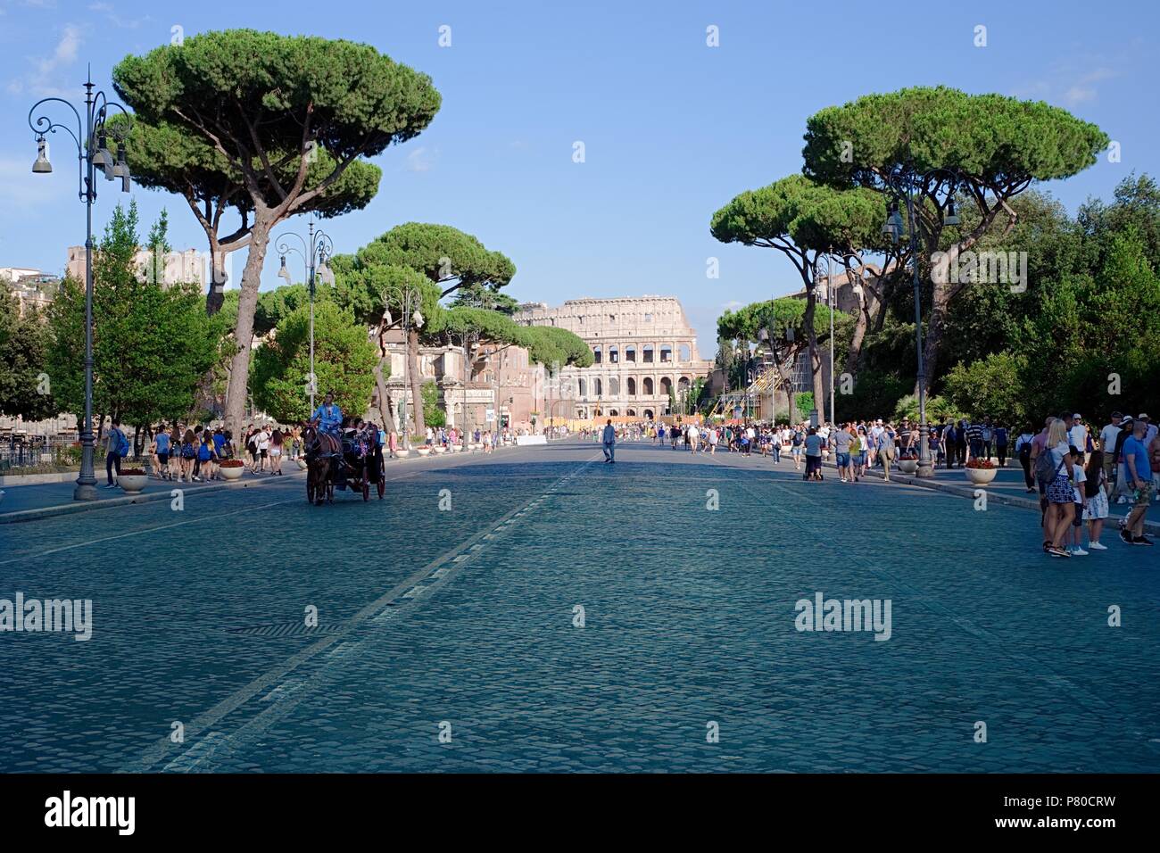 Roma, Italia - 29 giugno 2018: vista del Colosseo, monumento visitato ogni anno da milioni di turisti provenienti da tutto il mondo Foto Stock