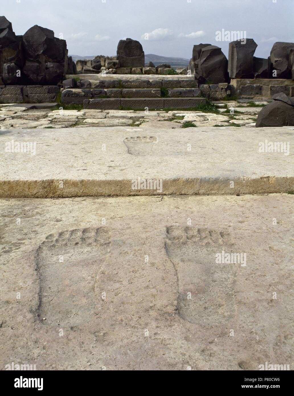 Ain Dara. Età del ferro Siro.Hittita tempio. Footprint. 1300 BC-740 BC. La Siria. Foto prima di siria guerra civile. Foto Stock