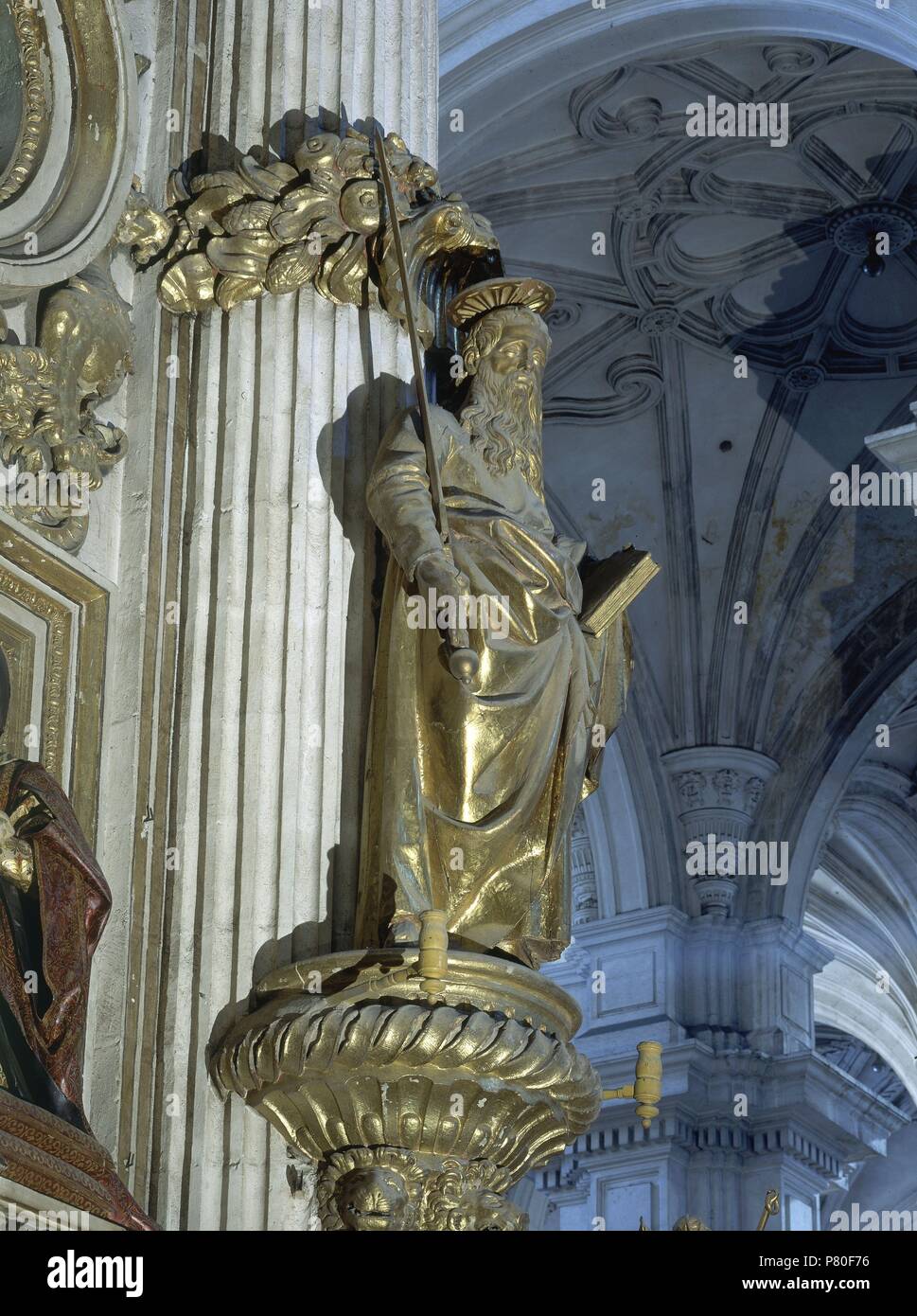 CAPILLA MAYOR-ESCULTURA DEL APOSTOL San Pablo. Posizione: CATEDRAL-interno, Granada, Spagna. Foto Stock