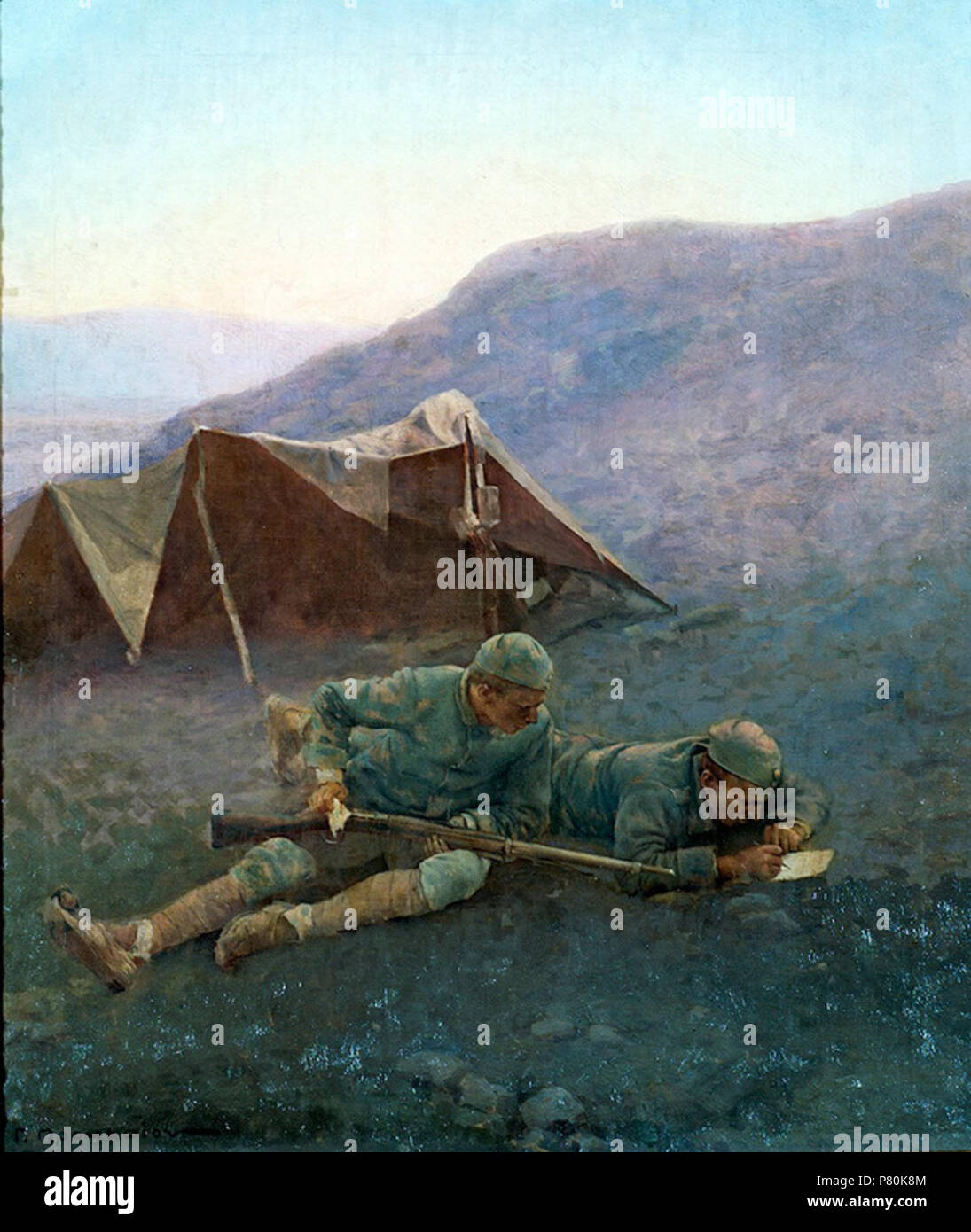 Inglese: riposo in battlefront . 1921 321 PROKOPIOU-ANAPAYSI Foto Stock