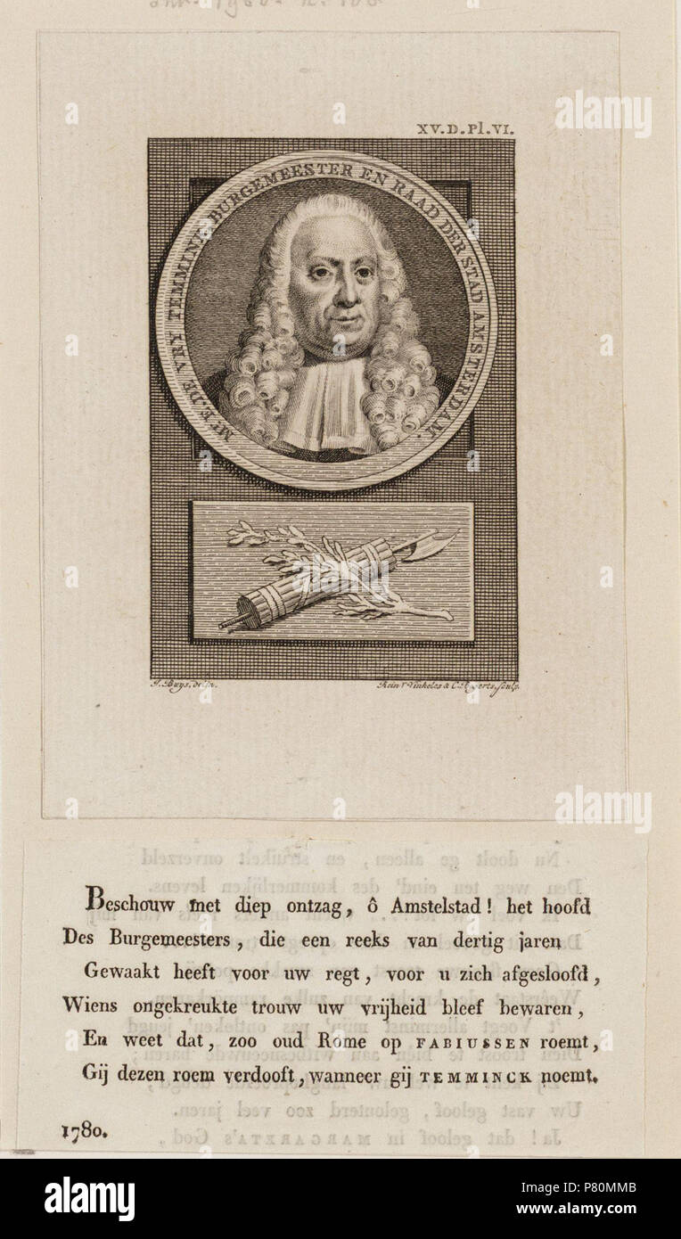 Nederlands: Beschrijving Egbert de Vrij Temminck (22-12-1700 / 27-06-1785) Burgemeester van Amsterdam 1749-1784. Afmetingen: 81 x 56 mm. Documenttype prent Vervaardiger acquista, Jacobus (1724-1801) Vinkeles, R. (Reinier ; 1741-1816) Collectie Collectie Stadsarchief Amsterdam: tekeningen en prenten Inventarissen http://archief.amsterdam/archief/10097/010097009267 Afbeeldingsbestand 010097009267 . prima di 1816 329 Reinier Vinkeles, Afb 010097009267 Foto Stock