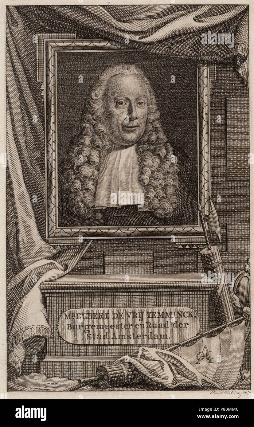 Nederlands: Beschrijving Egbert de Vrij Temminck (22-12-1700 / 27-06-1785) Burgemeester van Amsterdam 1749-1784. Afmetingen: 140 x 88 mm. Documenttype prent Vervaardiger Vinkeles, R. (Reinier ; 1741-1816) Collectie Collectie Stadsarchief Amsterdam: tekeningen en prenten Inventarissen http://archief.amsterdam/archief/10097/010097009268 Afbeeldingsbestand 010097009268 . prima di 1816 329 Reinier Vinkeles, Afb 010097009268 Foto Stock