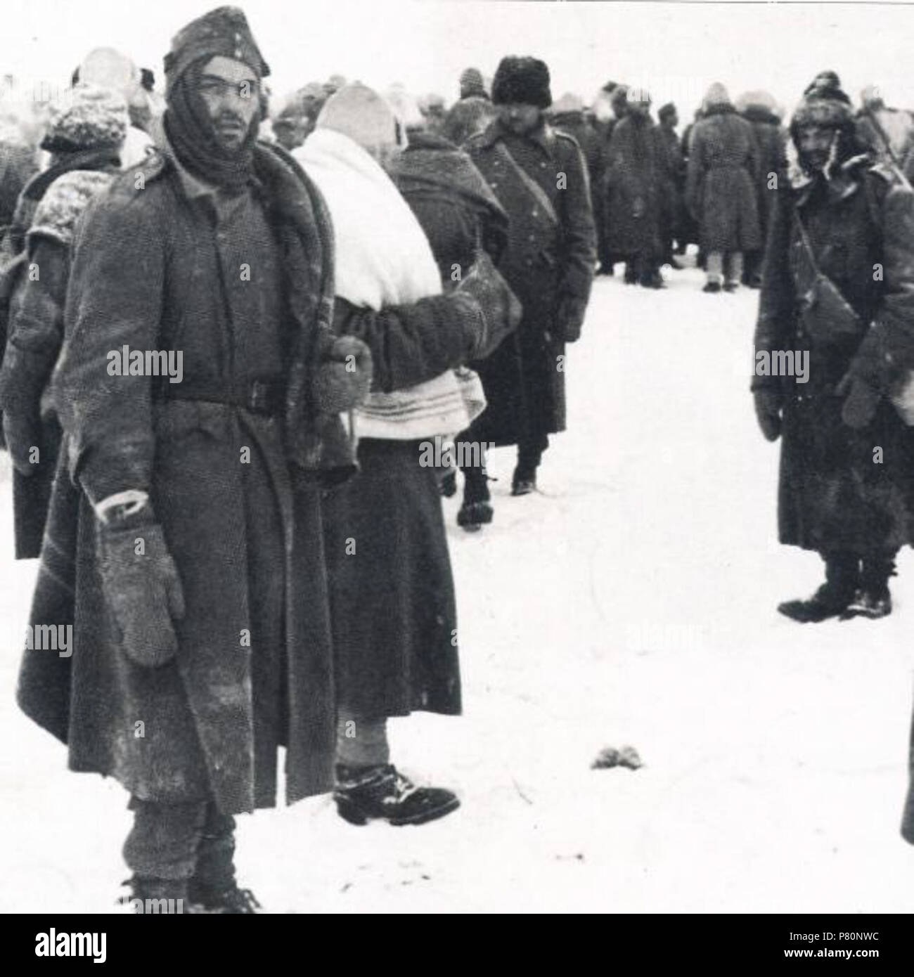Italiano: soldati italiani durante la tragica ritirata dell'ARMIR . 17 Gennaio 2016 334 ARMIR ritirata Foto Stock