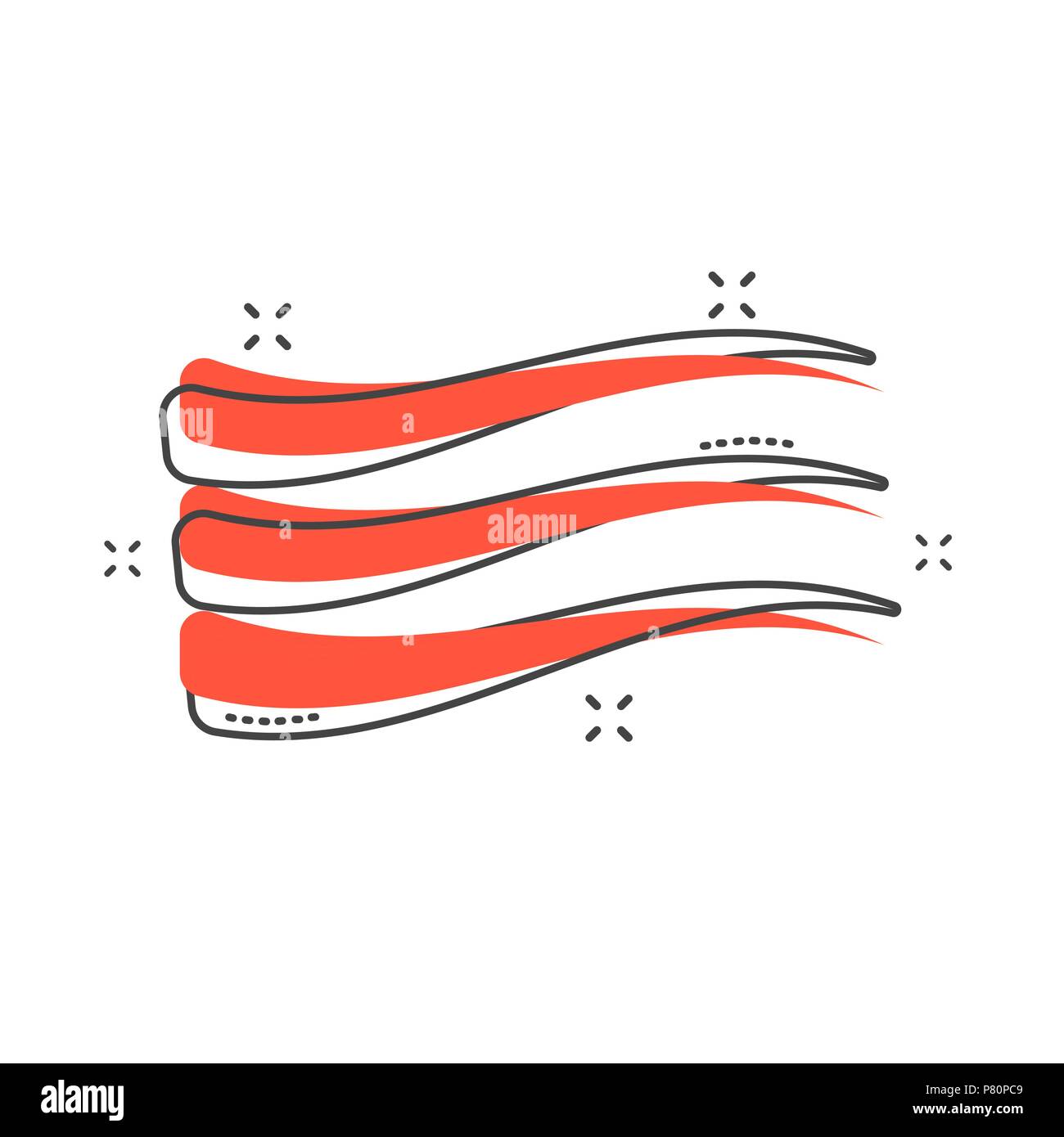 Cartoon icona onda in stile fumetto. Segno di flusso illustrativo pittogramma. Schizzi d'onda concetto aziendale. Illustrazione Vettoriale